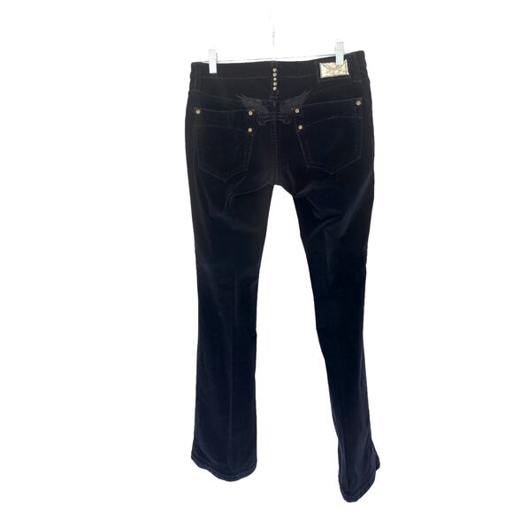Robin's Jean Casual Black Velvet Studded Grunge Garbot Bootcut Pants Size 29 - Picture 8 of 13
